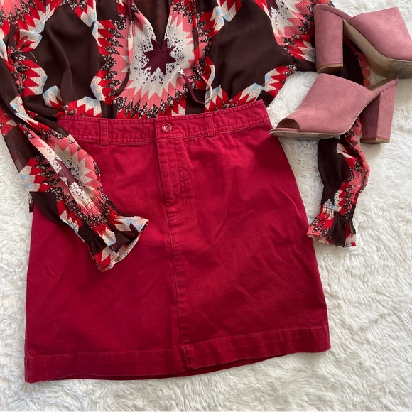 GAP Skirts Gap Red Retro Cut Denim Skirt Poshmark